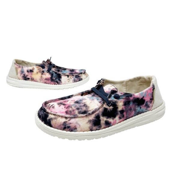 Hey Dude Wendy Tie Dye Pink White Slip On Comfort Casual Shoes Loafers - Picture 9 of 9